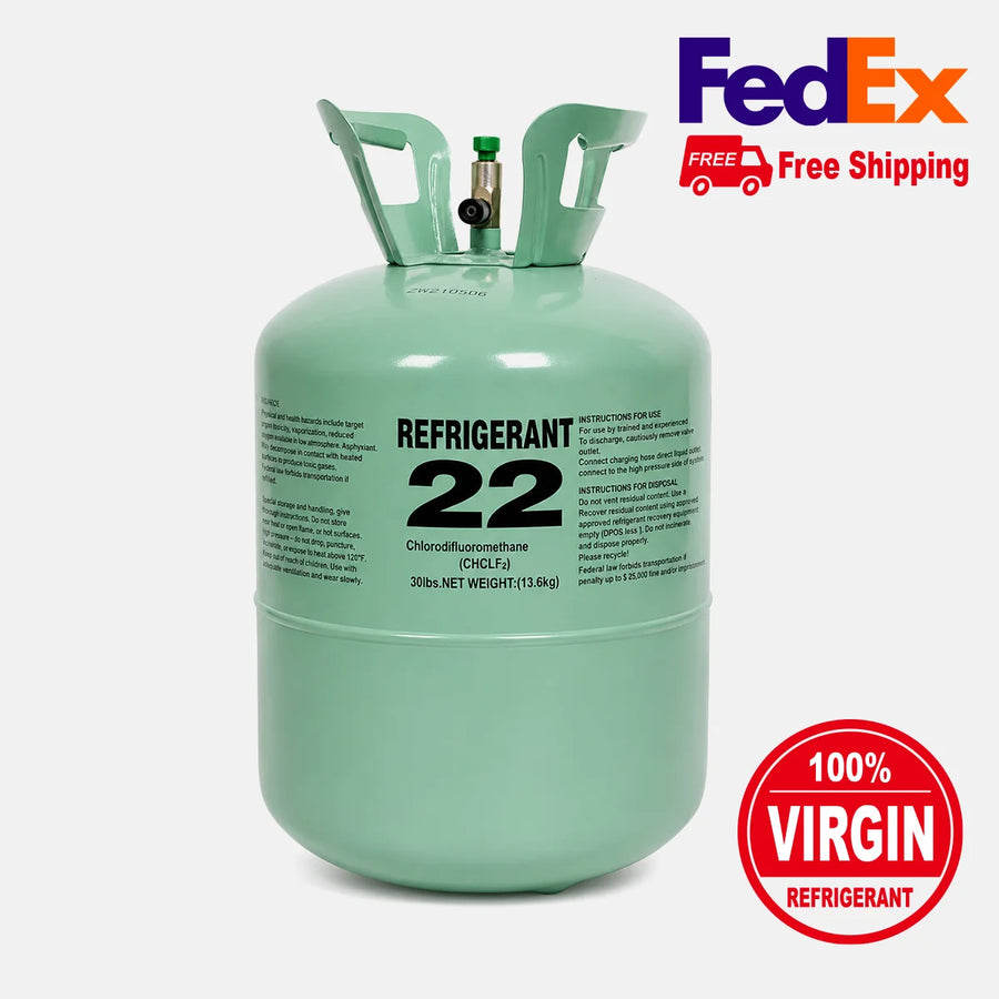 Freon Online 30 lb virgin R22 refrigerant cylinder with free FedEx shipping