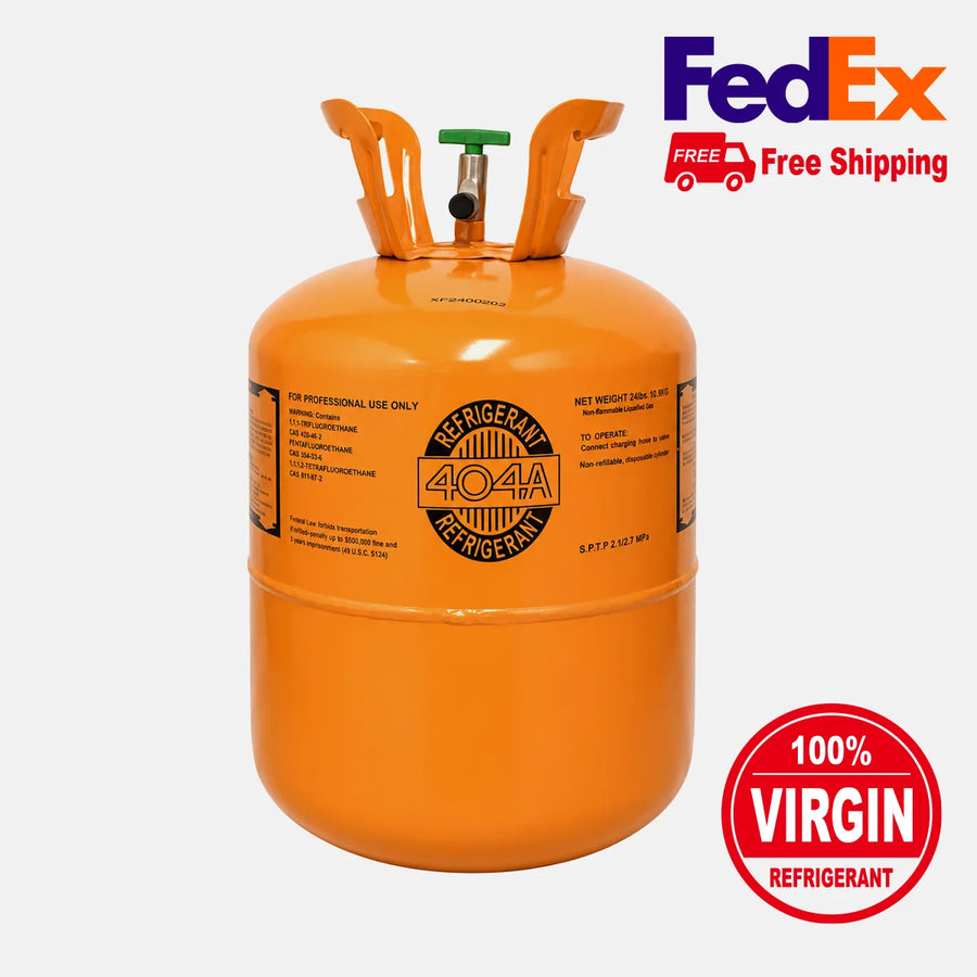 Freon Online 24 lb virgin R404A refrigerant cylinder with free FedEx shipping