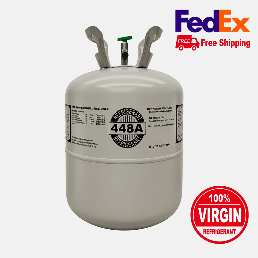 Freon Online 25 lb virgin R448A refrigerant cylinder with free FedEx shipping