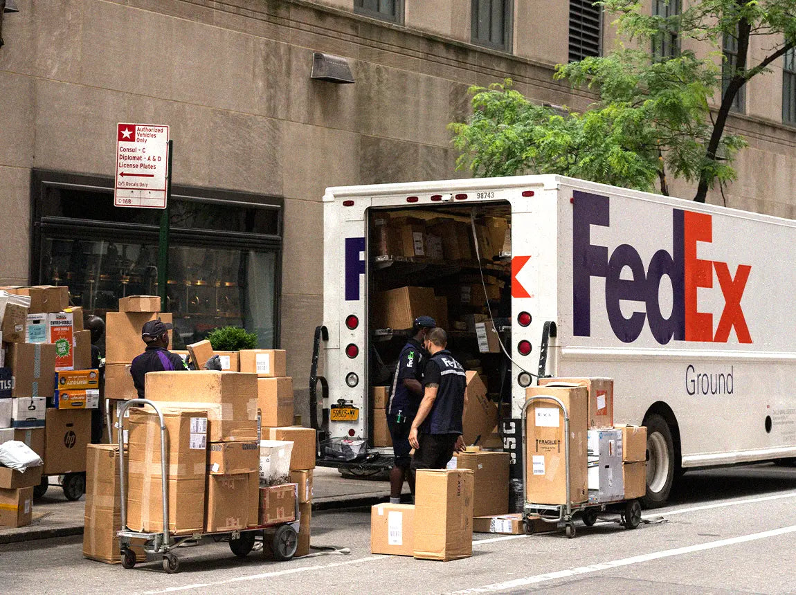 Shipping boxes being prepared for order fulfillment and delivery