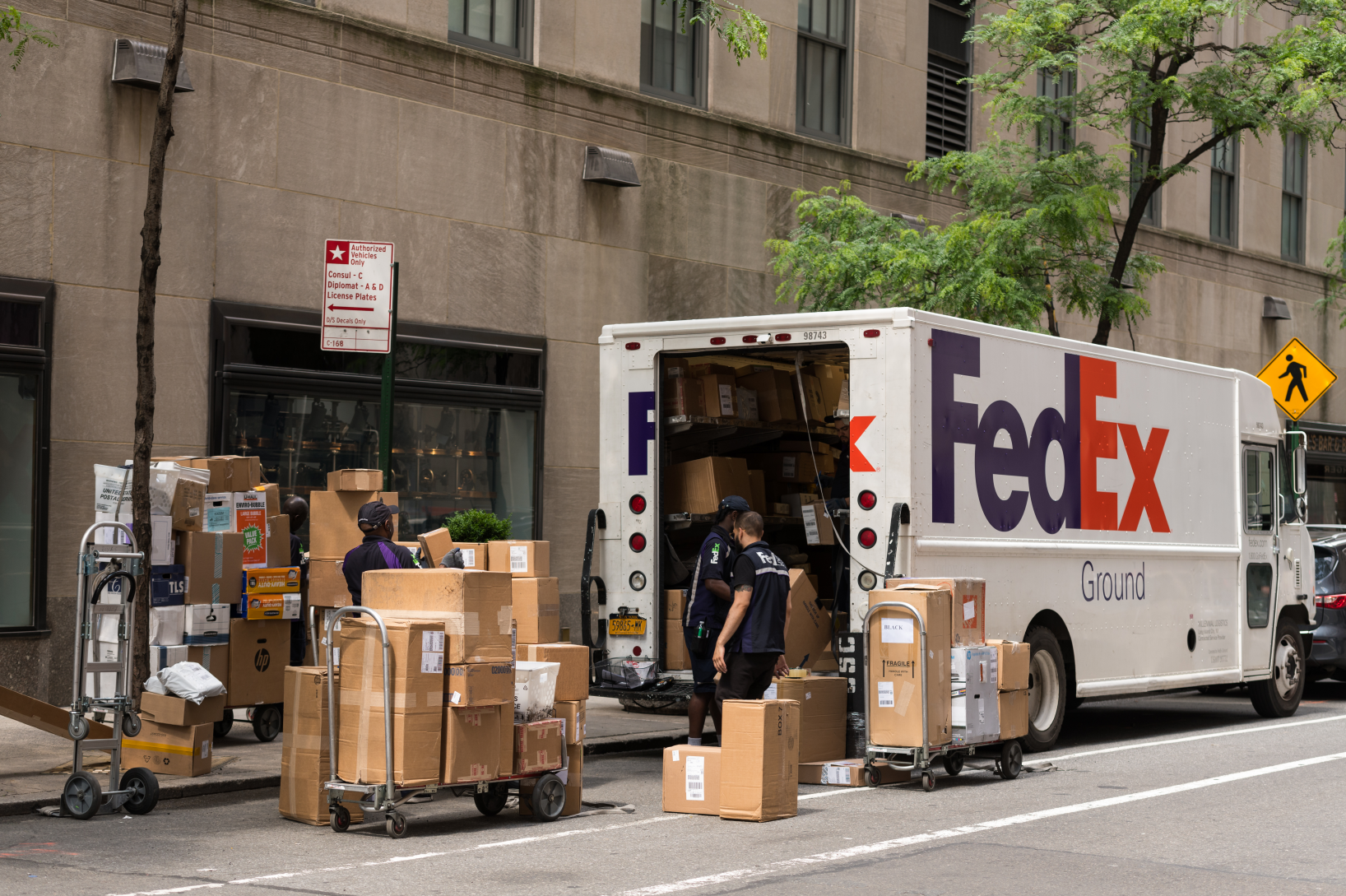 Ground delivery truck with packages
