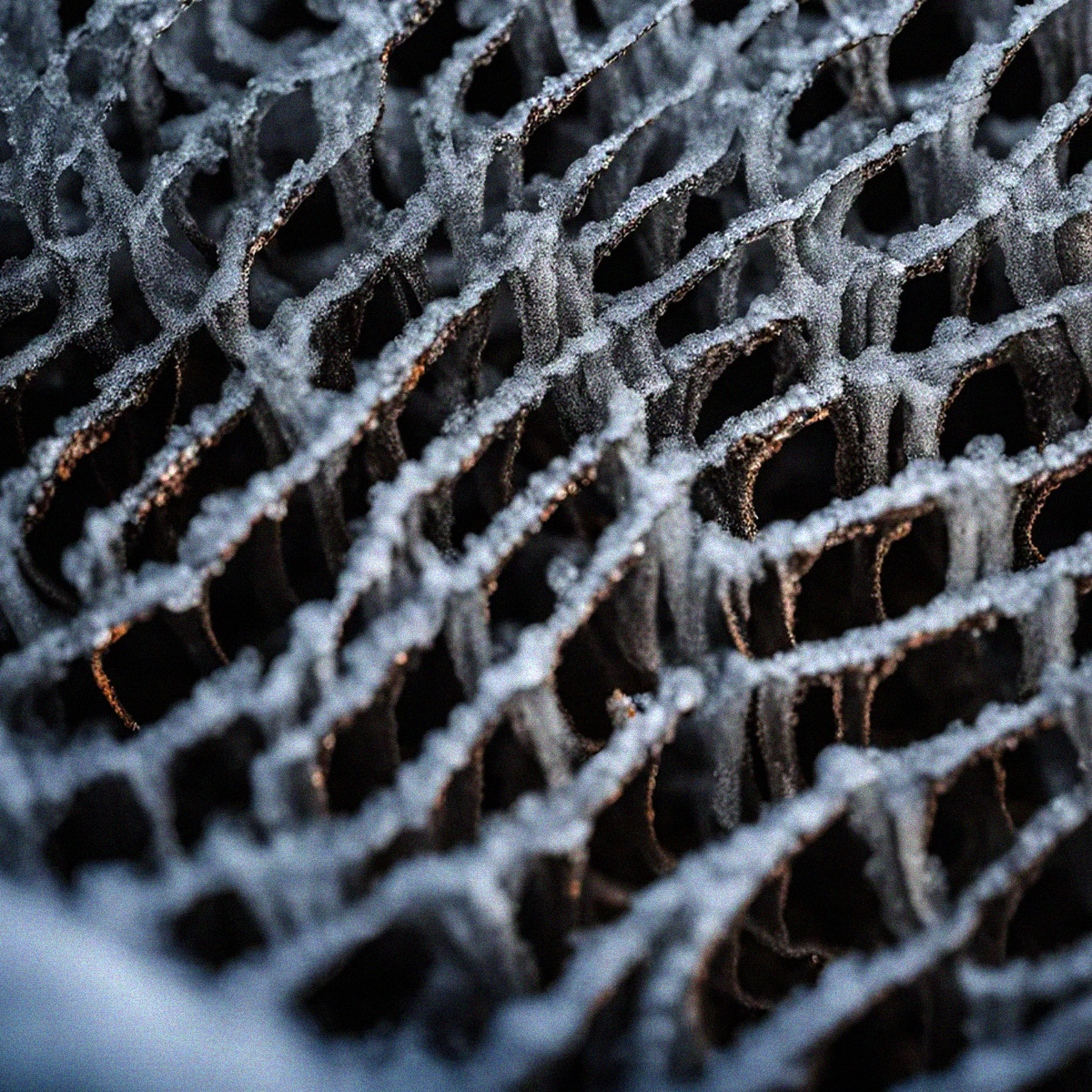 Frozen HVAC coil closeup